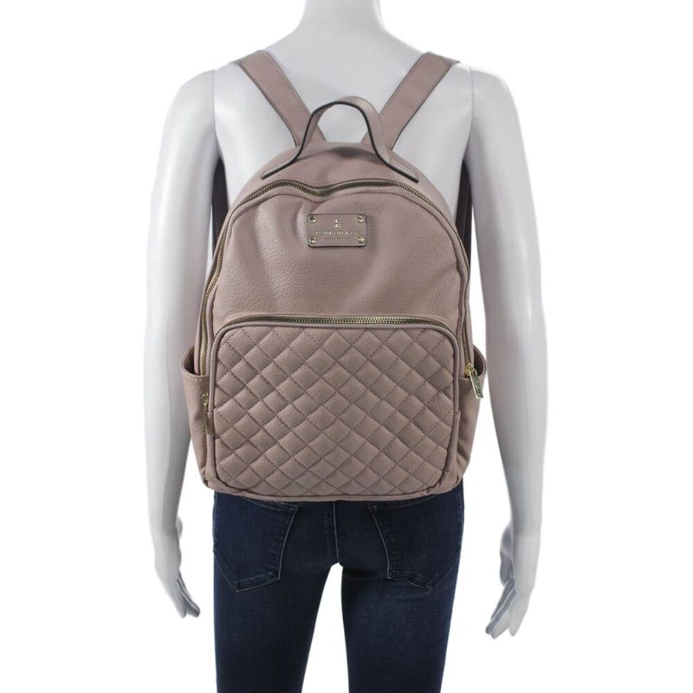 London Fog Womens Quilted Zippered Backpack Handbag Purple - Picture 5 of 7